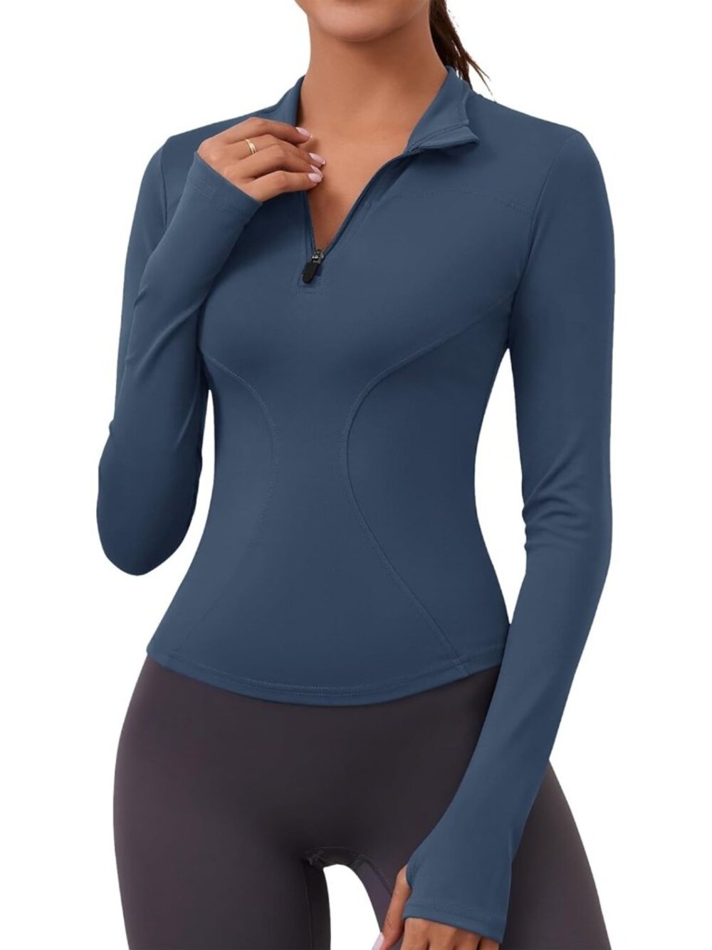 Women's Long Sleeve Quarter Zip Workout Pullover - Activewear Top for Fitness